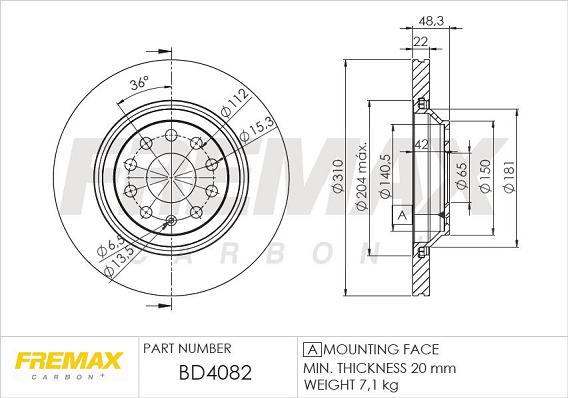 FREMAX BD-4082 - Bremžu diski ps1.lv