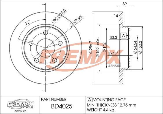 FREMAX BD-4025 - Bremžu diski ps1.lv