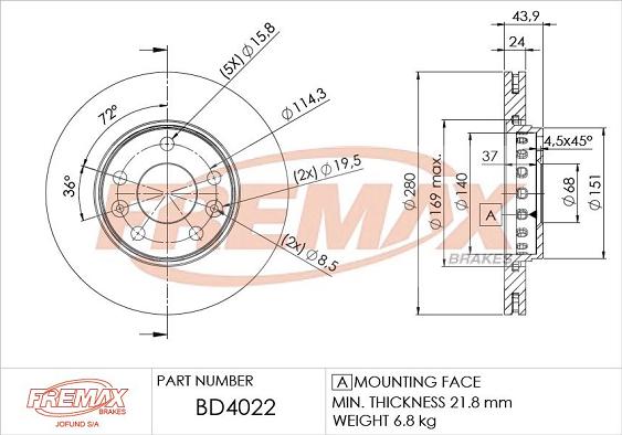 FREMAX BD-4022 - Bremžu diski ps1.lv