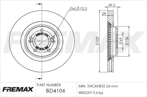 FREMAX BD-4106 - Bremžu diski ps1.lv