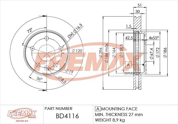 FREMAX BD-4116 - Bremžu diski ps1.lv