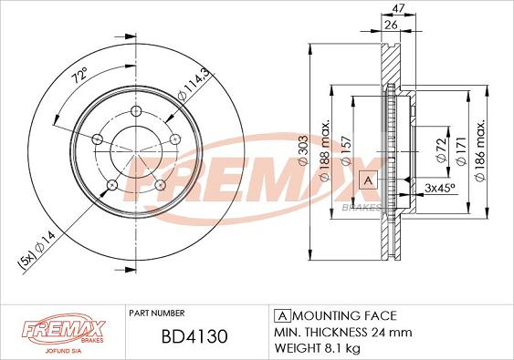 FREMAX BD-4130 - Bremžu diski ps1.lv