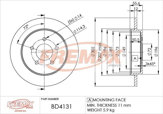 FREMAX BD-4131 - Bremžu diski ps1.lv