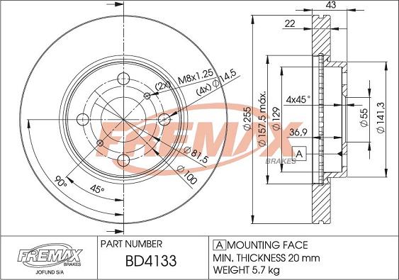 FREMAX BD-4133 - Bremžu diski ps1.lv