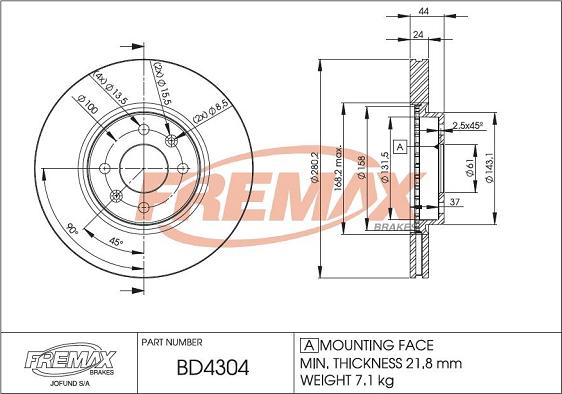 FREMAX BD-4304 - Bremžu diski ps1.lv