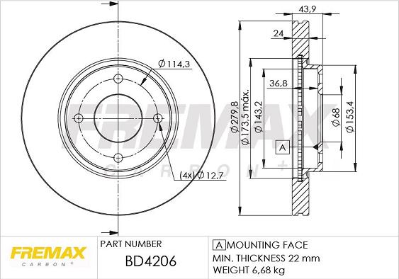 FREMAX BD-4206 - Bremžu diski ps1.lv