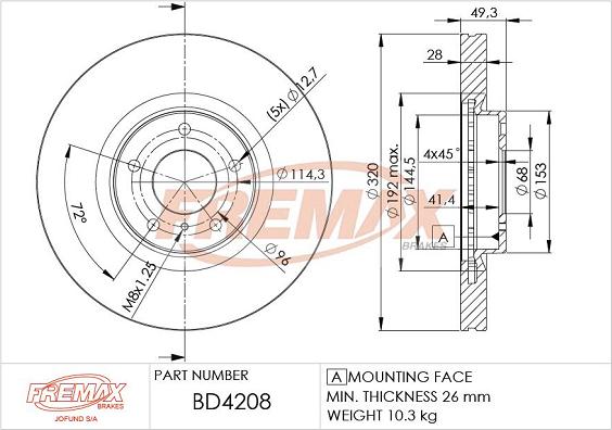 FREMAX BD-4208 - Bremžu diski ps1.lv