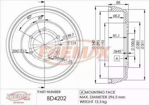 FREMAX BD-4202 - Bremžu trumulis ps1.lv