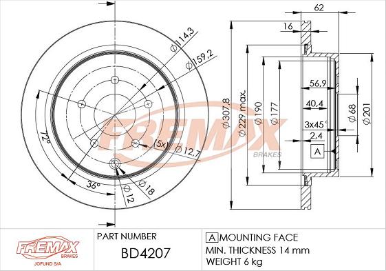 FREMAX BD-4207 - Bremžu diski ps1.lv