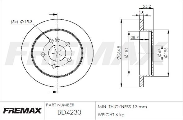 FREMAX BD-4230 - Bremžu diski ps1.lv