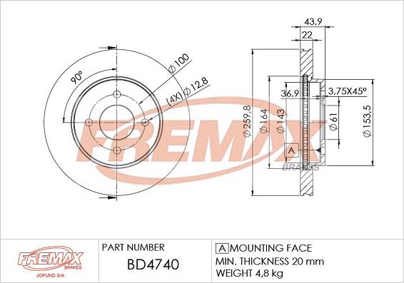 FREMAX BD-4740 - Bremžu diski ps1.lv