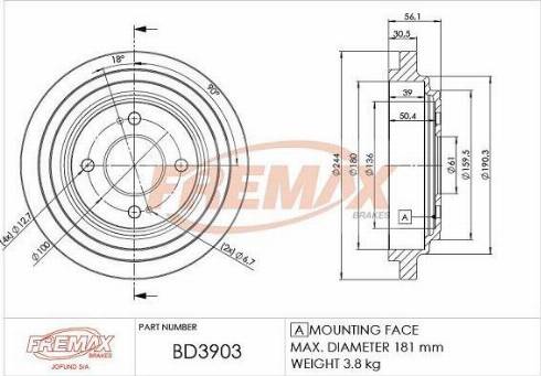 FREMAX BD-4742-KT - Bremžu trumulis ps1.lv