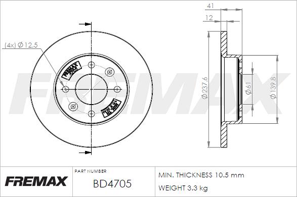 FREMAX BD-4705 - Bremžu diski ps1.lv