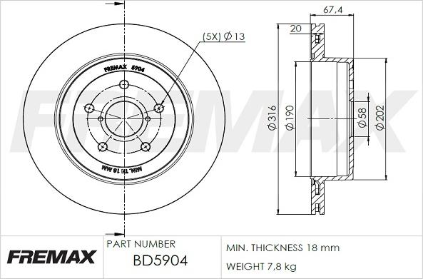 FREMAX BD-5904 - Bremžu diski ps1.lv