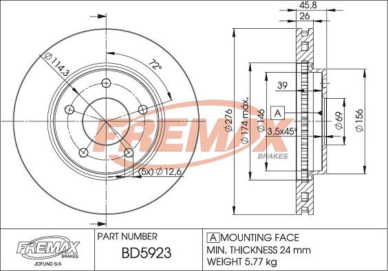 FREMAX BD-5923 - Bremžu diski ps1.lv