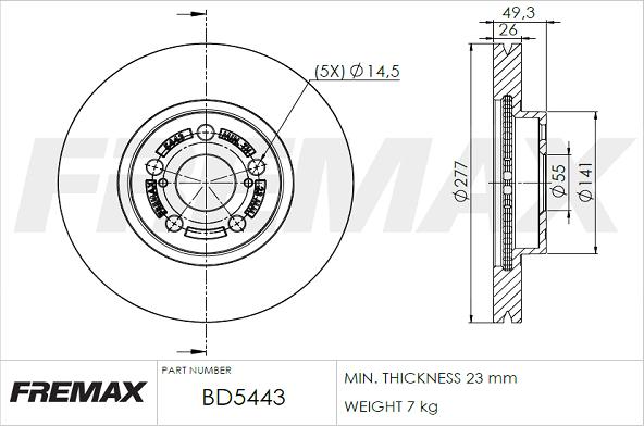 FREMAX BD-5443 - Bremžu diski ps1.lv