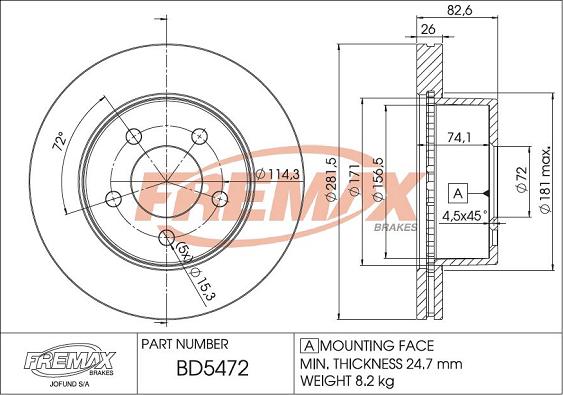 FREMAX BD-5472 - Bremžu diski ps1.lv