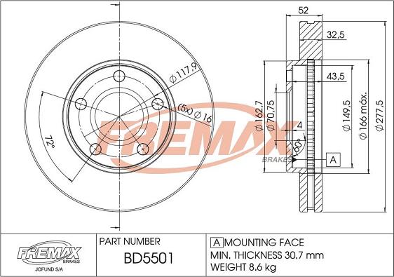 FREMAX BD-5501 - Bremžu diski ps1.lv
