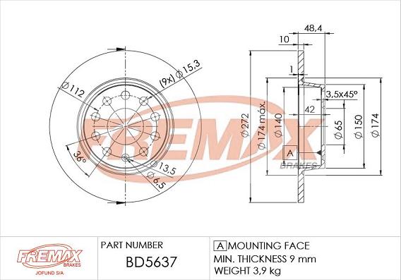 FREMAX BD-5637 - Bremžu diski ps1.lv