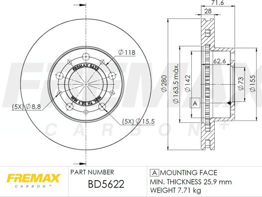 FREMAX BD-5622 - Bremžu diski ps1.lv