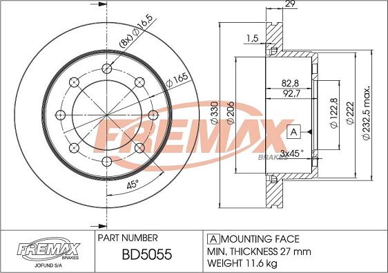 FREMAX BD-5055 - Bremžu diski ps1.lv