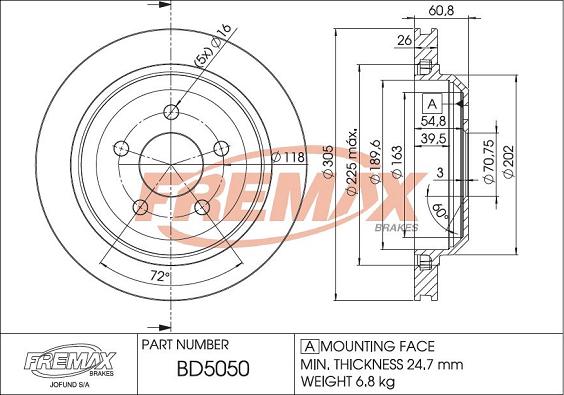 FREMAX BD-5050 - Bremžu diski ps1.lv