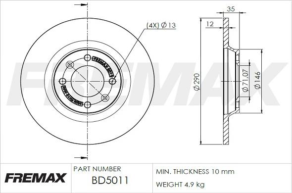 FREMAX BD-5011 - Bremžu diski ps1.lv