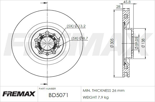 FREMAX BD-5071 - Bremžu diski ps1.lv