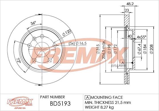 FREMAX BD-5193 - Bremžu diski ps1.lv