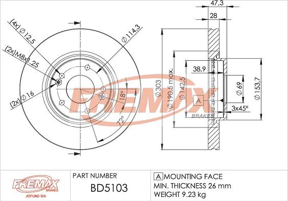 FREMAX BD-5103 - Bremžu diski ps1.lv