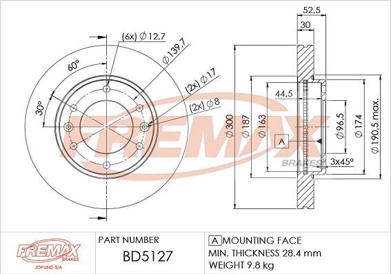 FREMAX BD-5127 - Bremžu diski ps1.lv