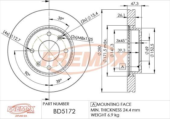 FREMAX BD-5172 - Bremžu diski ps1.lv