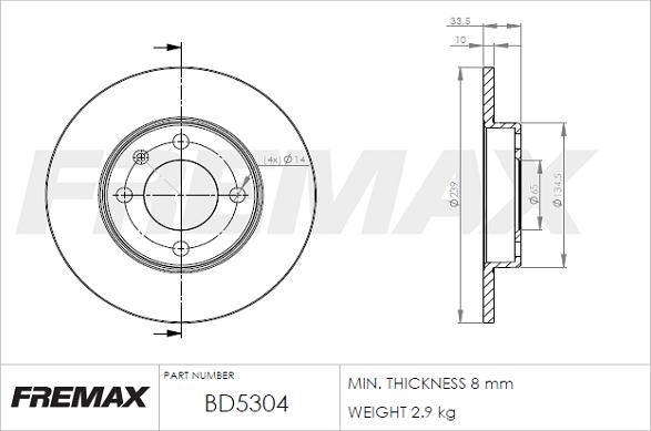 FREMAX BD-5304 - Bremžu diski ps1.lv