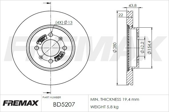 FREMAX BD-5207 - Bremžu diski ps1.lv