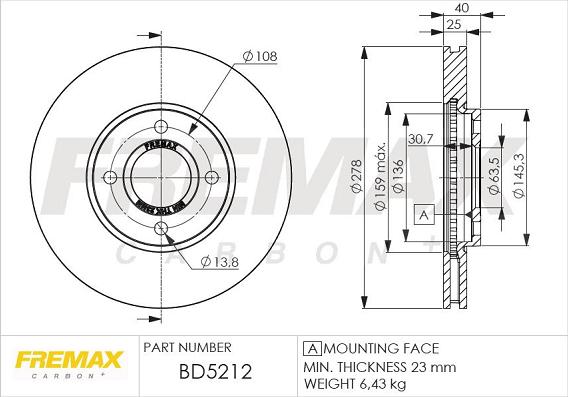 FREMAX BD-5212 - Bremžu diski ps1.lv