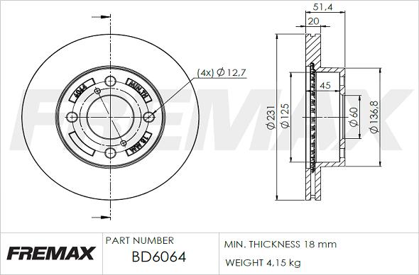 FREMAX BD-6064 - Bremžu diski ps1.lv