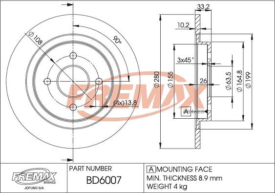 FREMAX BD-6007 - Bremžu diski ps1.lv