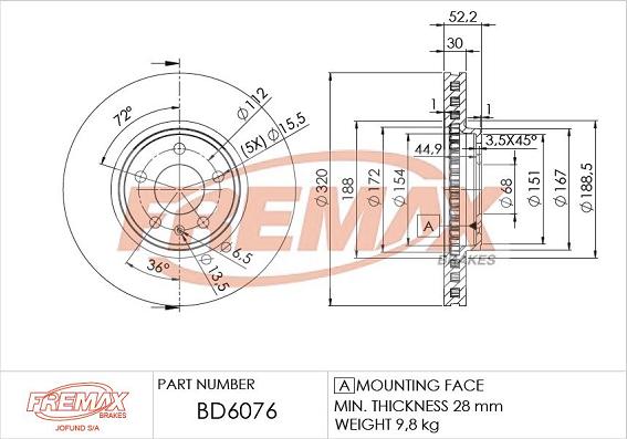 FREMAX BD-6076 - Bremžu diski ps1.lv