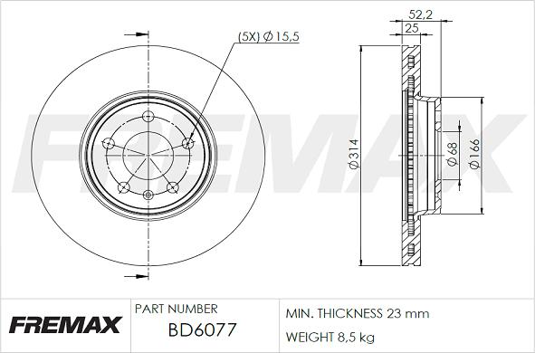 FREMAX BD-6077 - Bremžu diski ps1.lv