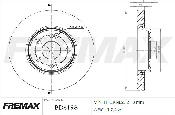 FREMAX BD-6198 - Bremžu diski ps1.lv