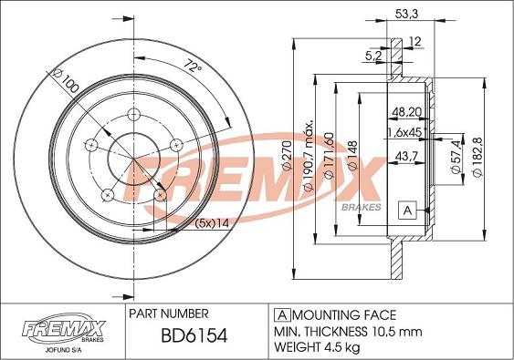 FREMAX BD-6154 - Bremžu diski ps1.lv