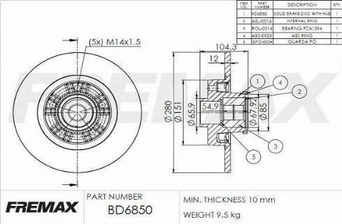 FREMAX BD-6850-KT - Bremžu diski ps1.lv