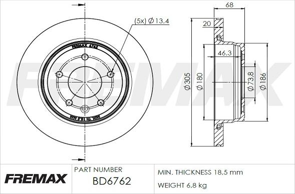 FREMAX BD-6762 - Bremžu diski ps1.lv