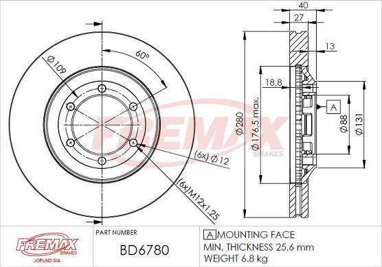 FREMAX BD-6780 - Bremžu diski ps1.lv