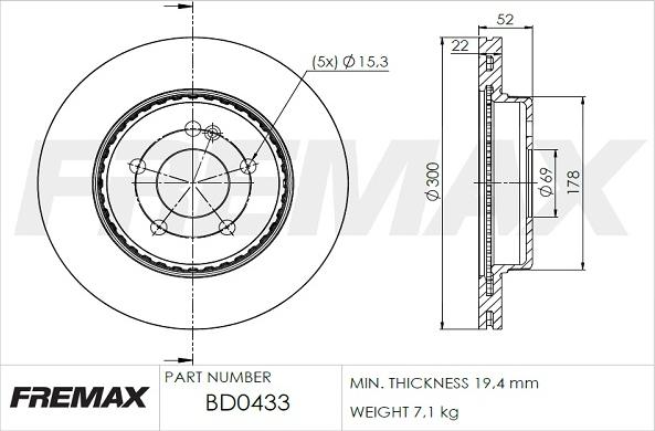 FREMAX BD-0433 - Bremžu diski ps1.lv