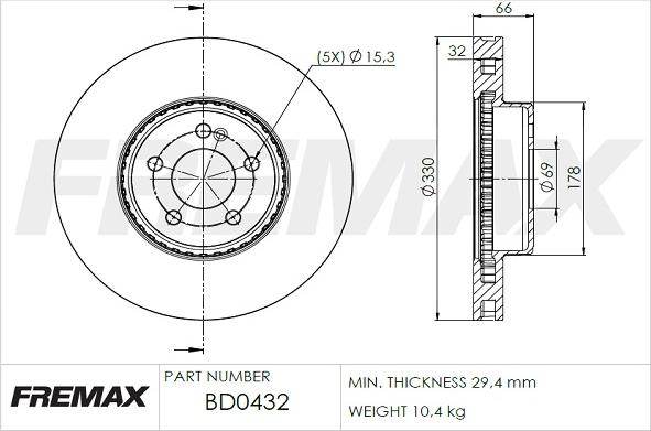 FREMAX BD-0432 - Bremžu diski ps1.lv