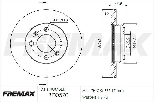 FREMAX BD-0570 - Bremžu diski ps1.lv