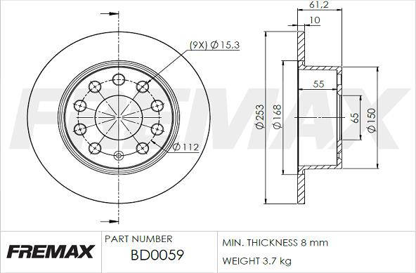 FREMAX BD-0059 - Bremžu diski ps1.lv