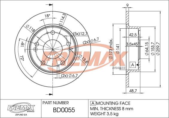 FREMAX BD-0055 - Bremžu diski ps1.lv