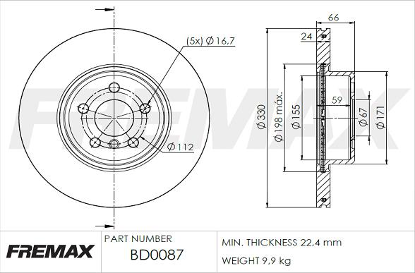 FREMAX BD-0087 - Bremžu diski ps1.lv